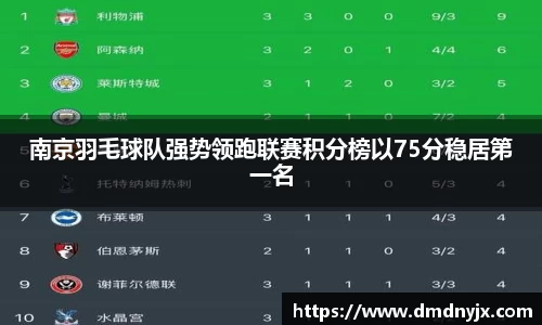 南京羽毛球队强势领跑联赛积分榜以75分稳居第一名